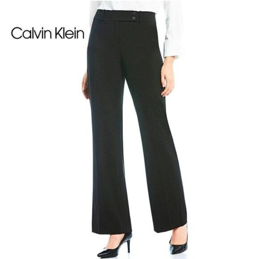 Calvin Klein Women's Curvy Fit Roomy Hip Straight Leg Trouser‎ Flare Hem pants